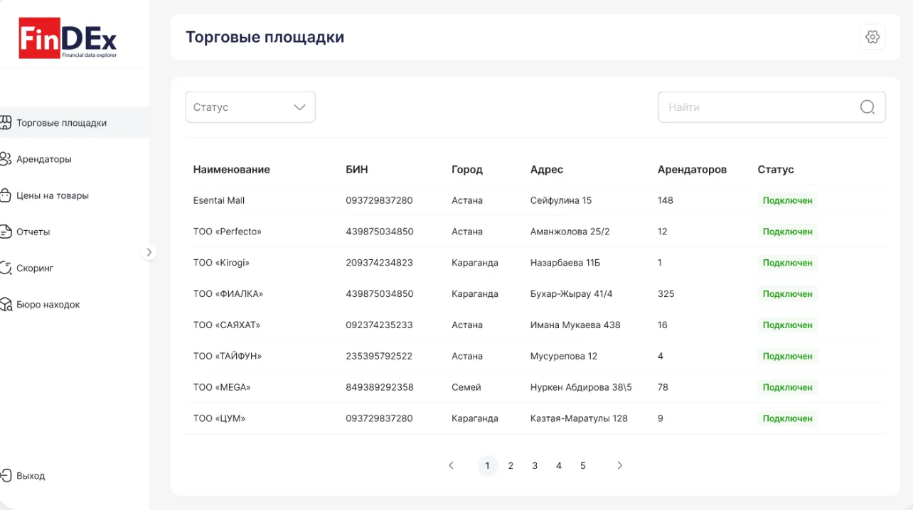 Интерфейс сервисов